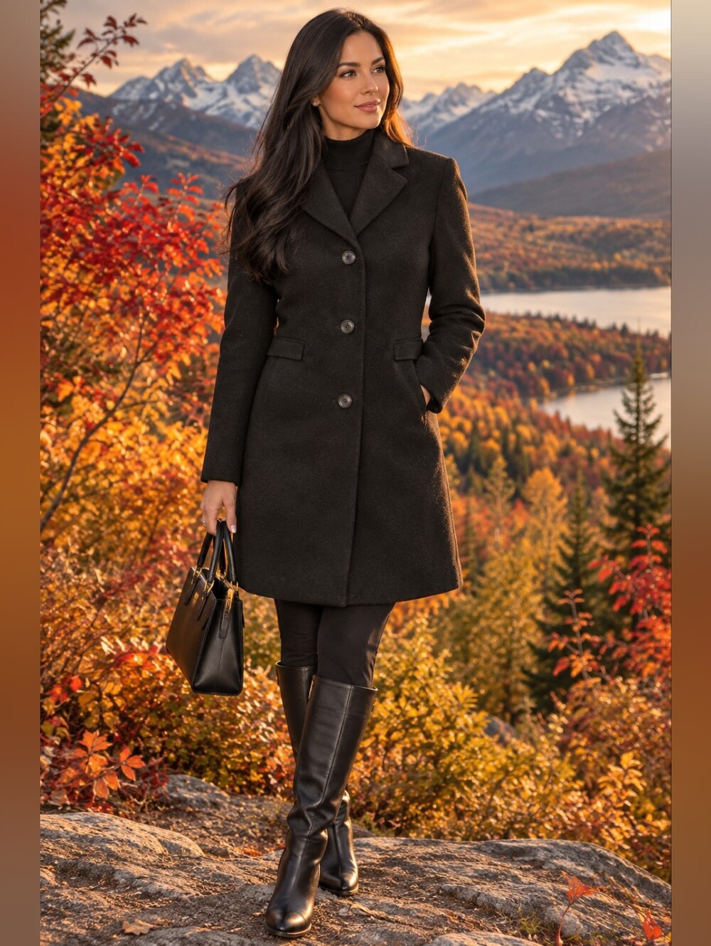 Ralph Lauren Black Wool-Blend Single-Breasted Pea Coat
